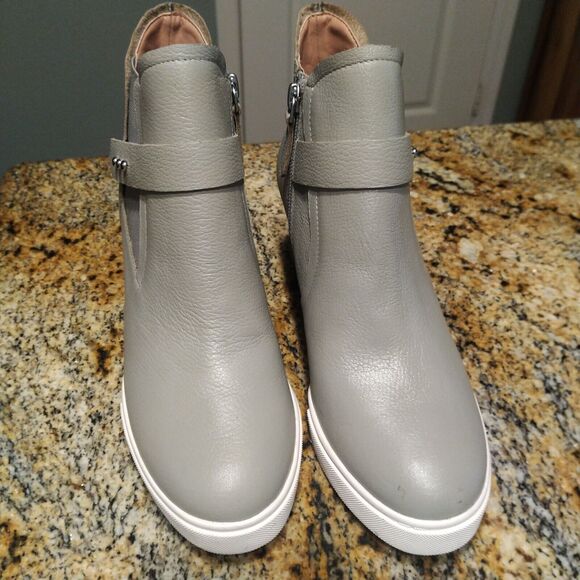 Linea Paolo Freshton High Top Leather Wedge Sneaker Ankle Bootie Gray Size 6.5 M - Picture 8 of 12